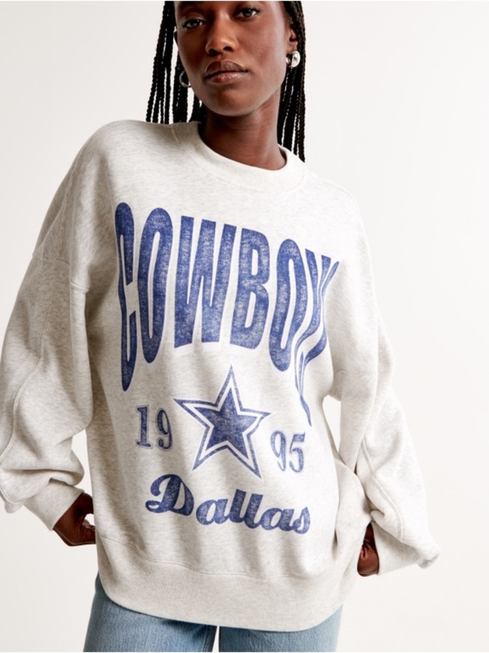 Abercrombie & Fitch Dallas Cowboys Graphic Oversized Crewneck Size Small